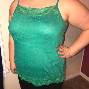 Green cami with lace